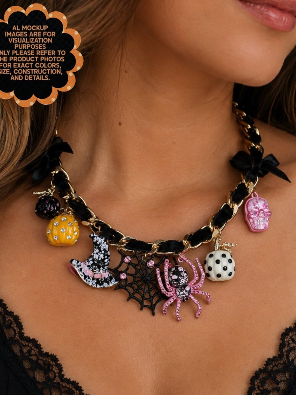 NWT Betsey Johnson Halloween Charm Necklace 2026 Cottagecore Curb Link Chain - Picture 2 of 12